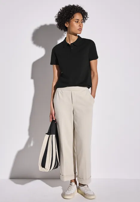 Poloshirt mit Rippstruktur Black