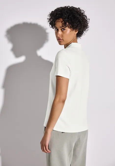 Poloshirt mit Rippstruktur off white