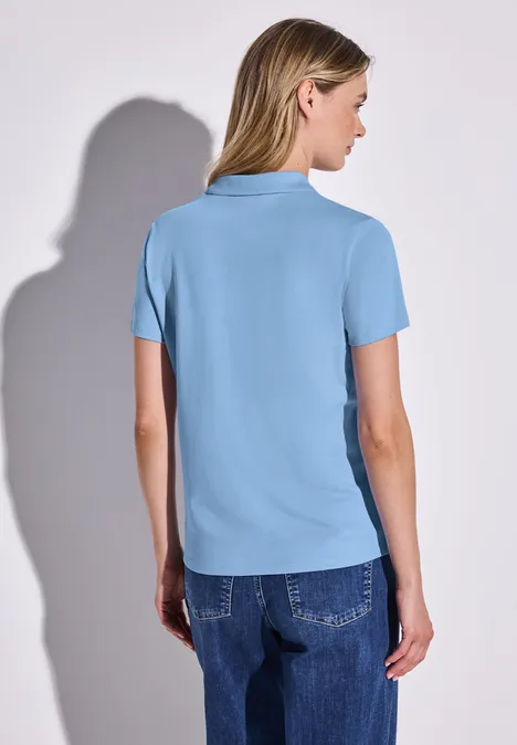 Poloshirt mit Rippstruktur serenity blue