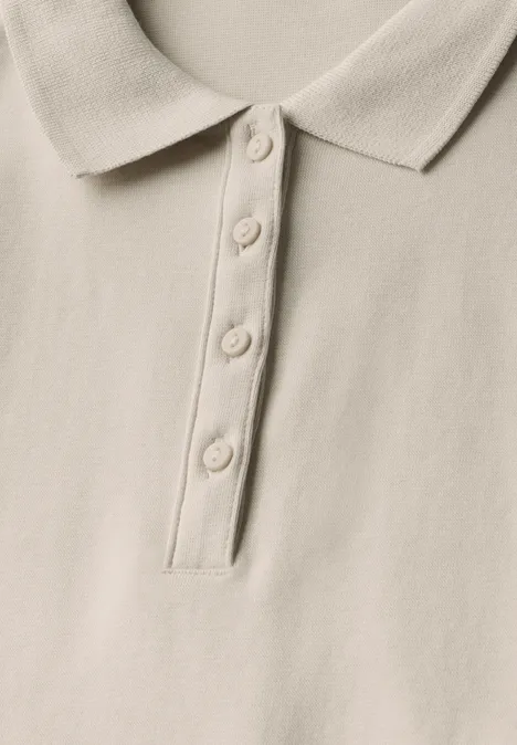Poloshirt mit Rippstruktur moonstone sand