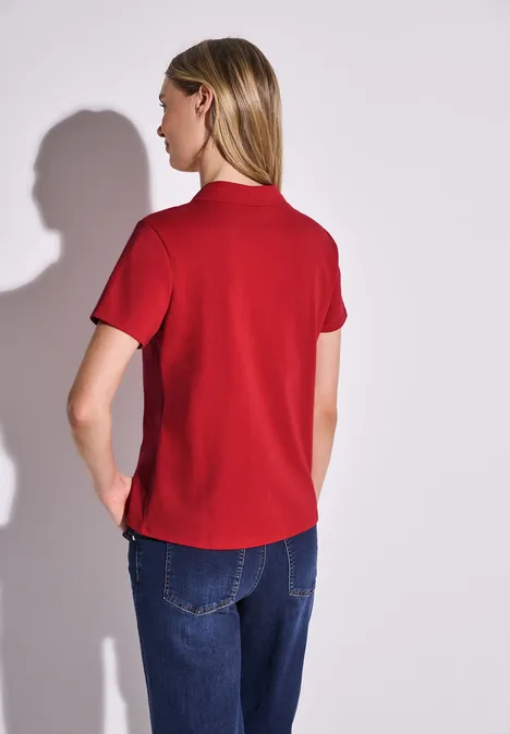 Poloshirt mit Rippstruktur glory red