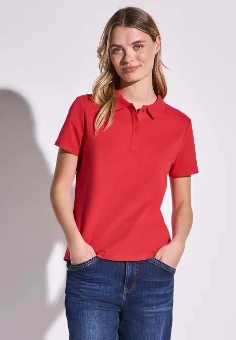 Poloshirt mit Rippstruktur glory red