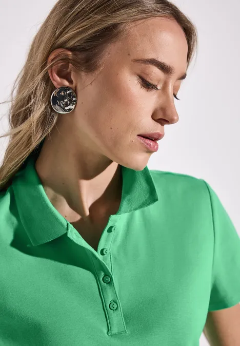Poloshirt mit Rippstruktur tendril green
