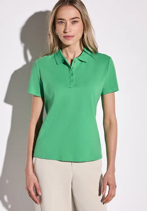 Poloshirt mit Rippstruktur tendril green