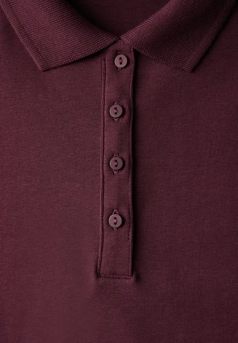 Poloshirt mit Rippstruktur dark cherry red