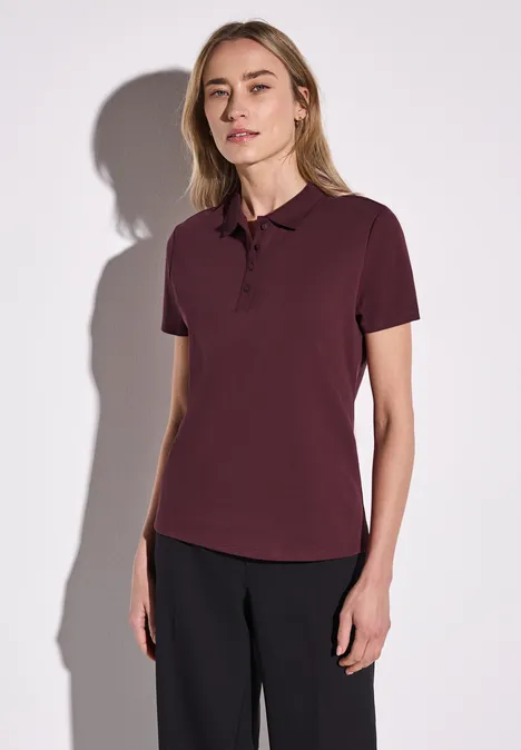 Poloshirt mit Rippstruktur dark cherry red