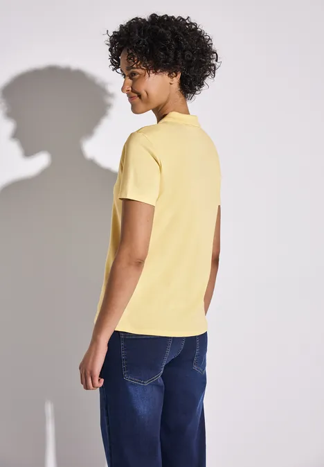 Poloshirt mit Rippstruktur solar yellow