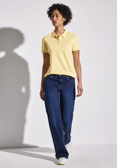 Poloshirt mit Rippstruktur solar yellow