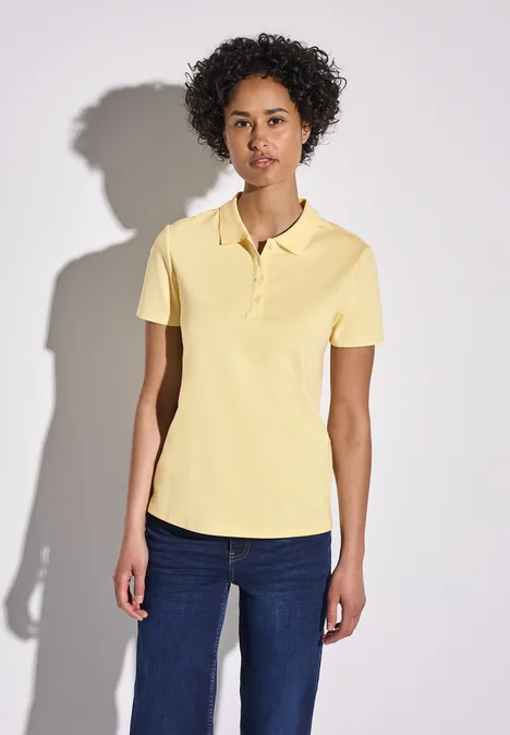 Poloshirt mit Rippstruktur solar yellow