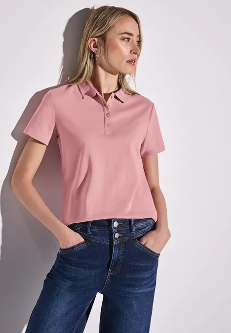 Poloshirt mit Rippstruktur blush peach
