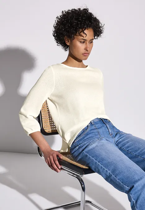 Strick-Look Shirt off white