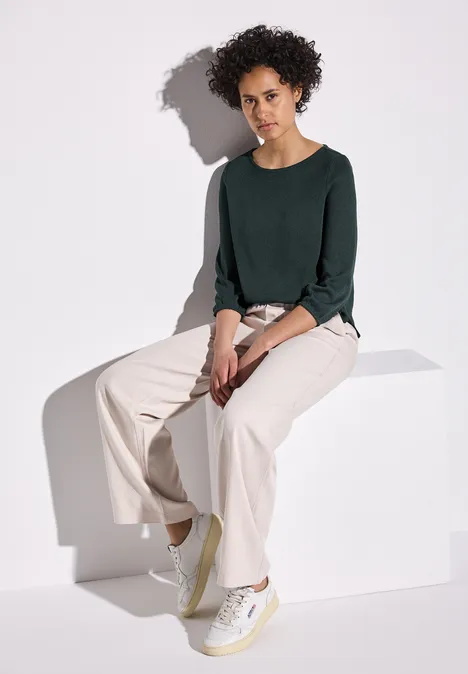 Shirt met gebreide look hunter green Shirt met gebreide look hunter green