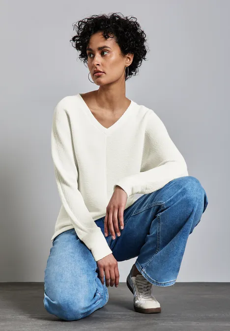 Kuscheliges Strukturshirt off white