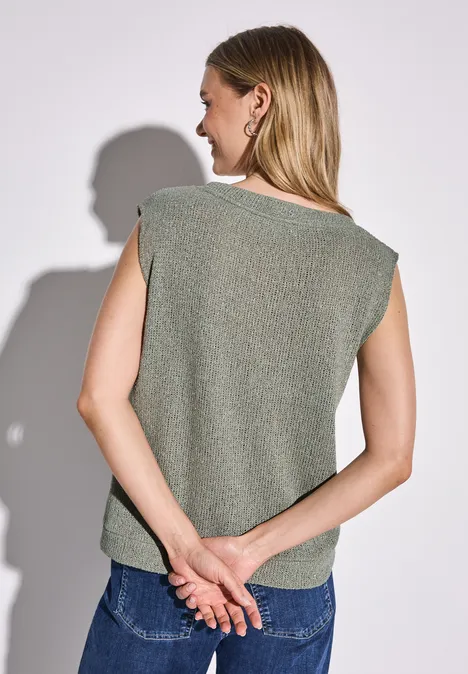 Glitzerndes Strick-Look Top dusty milky green