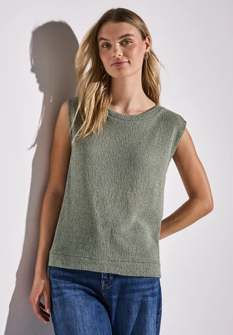 Glitzerndes Strick-Look Top dusty milky green