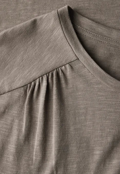 Shirt mit Raffung stone brown