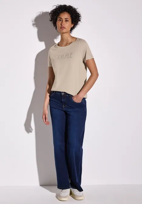 T-Shirt mit Wording cotton beige