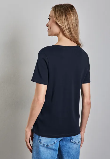 Basic V-Neck Shirt deep blue