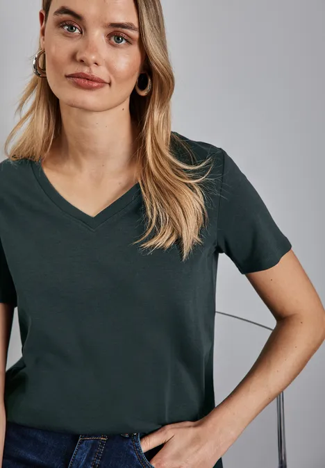 Basic V-Neck Shirt hunter green