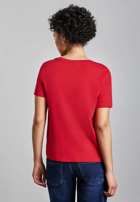Basic V-Neck Shirt glory red