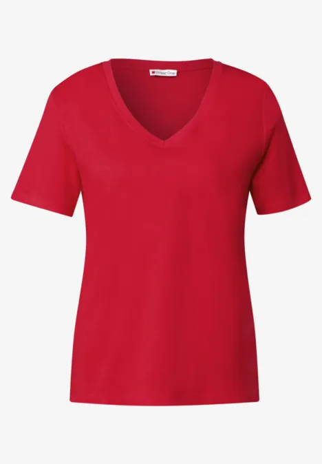 Basic V-Neck Shirt glory red
