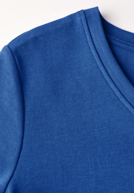 Basic shirt met V-hals dodger blue