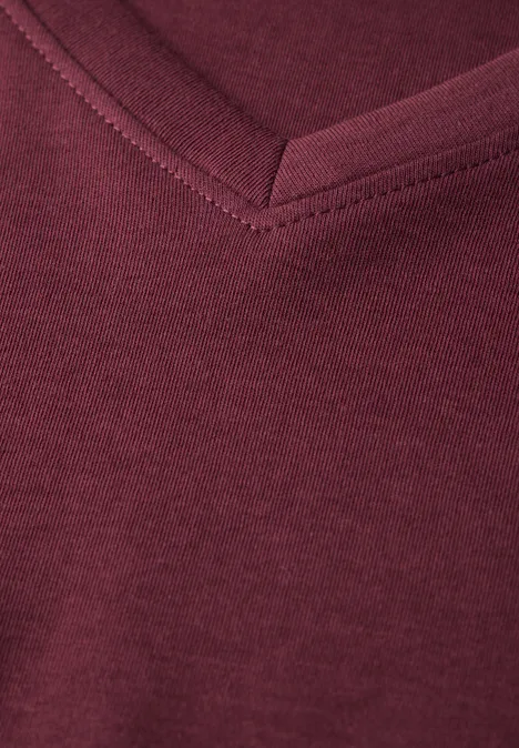Basic V-Neck Shirt dark cherry red