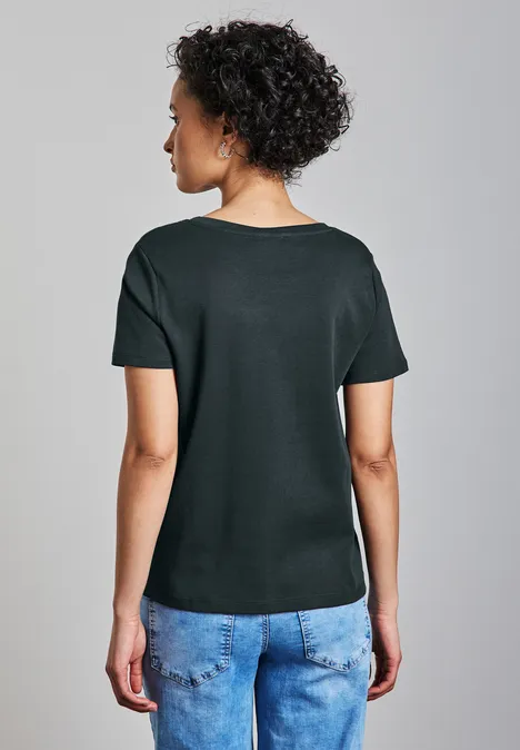 Basic shirt met ronde hals hunter green