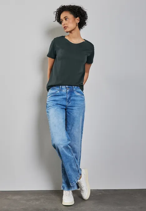 Basic shirt met ronde hals hunter green