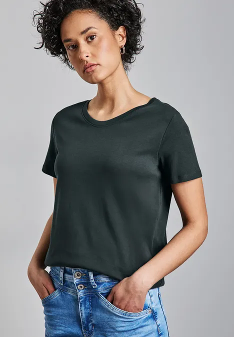 Basic shirt met ronde hals hunter green