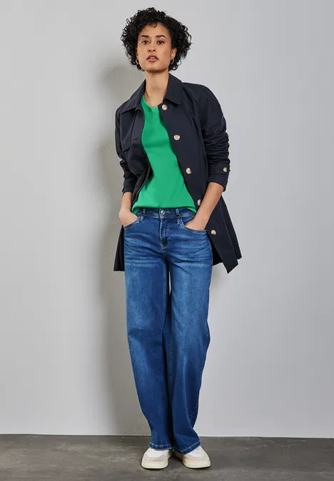 Basic Rundhalsshirt tendril green