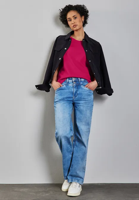 Basic Rundhalsshirt juicy berry