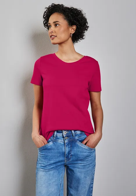 Basic Rundhalsshirt juicy berry