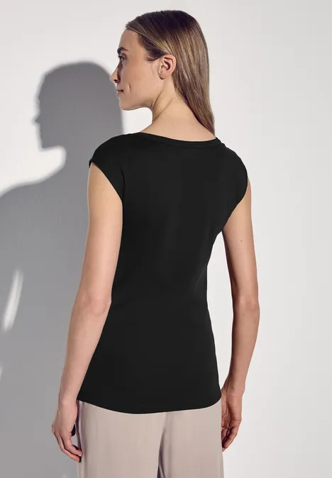 Long Shape Shirt mit Knöpfen Black