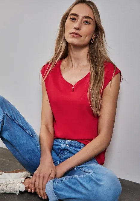 Lang shirt met knoopdetail glory red