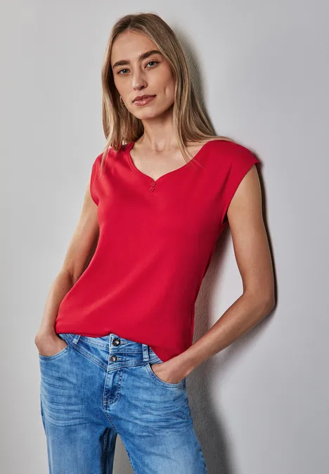 Lang shirt met knoopdetail glory red