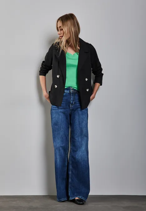 Long Shape Shirt mit Knöpfen tendril green