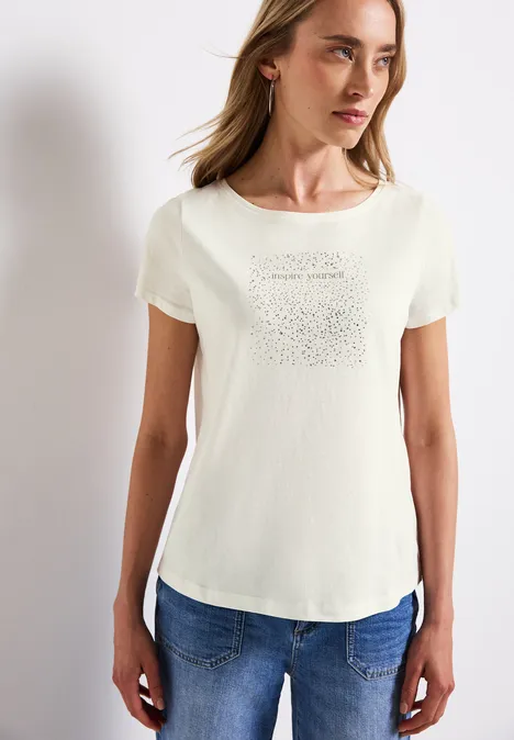 T-Shirt mit Folien-Print off white