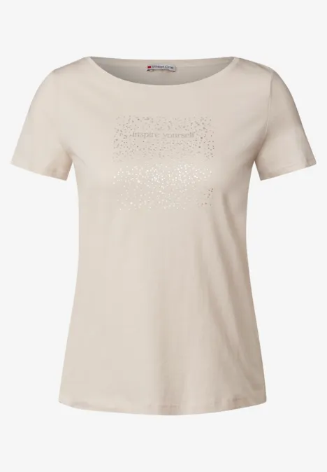 T-Shirt mit Folien-Print smooth sand beige