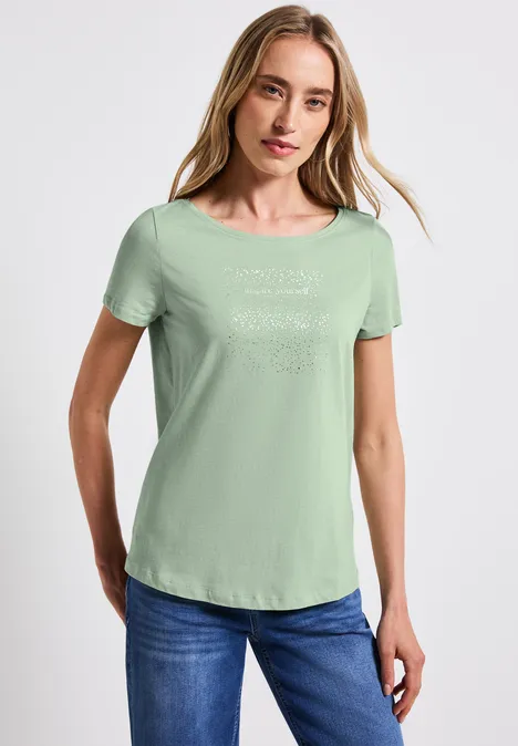 T-Shirt mit Folien-Print soft jade green