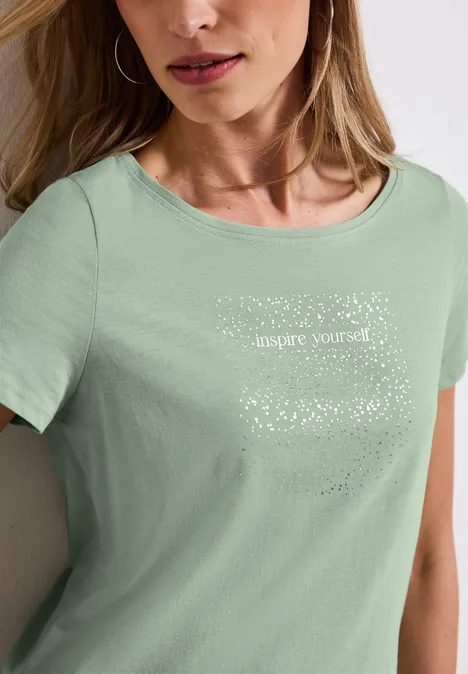 T-Shirt mit Folien-Print soft jade green