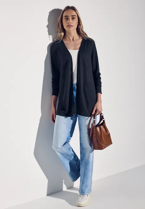 Lange Strick-Look Jacke deep blue