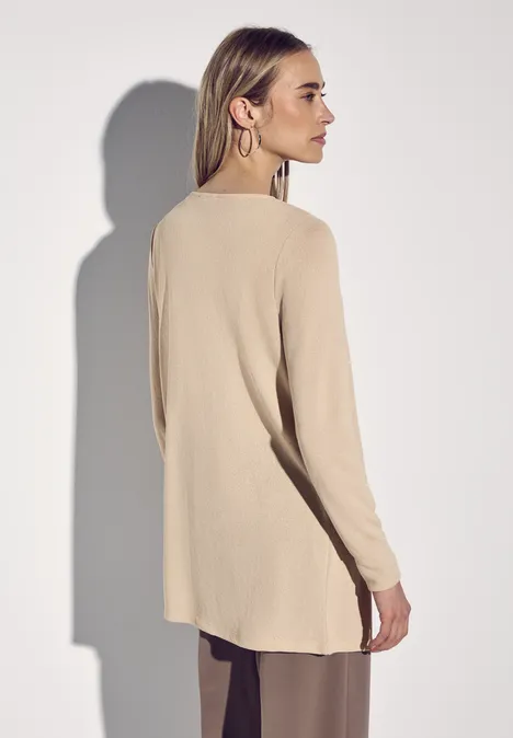 Lange Strick-Look Jacke cotton beige