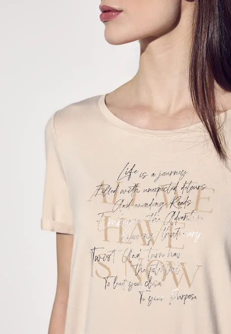 T-Shirt mit Print smooth sand beige