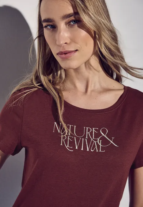 T-Shirt mit Wording dark cherry red