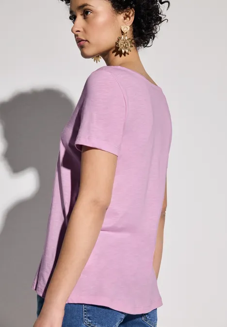 Basic T-Shirt in Unifarbe cherry blossom rose