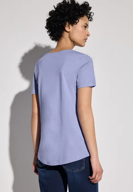 Basic T-Shirt in Unifarbe viola lilac