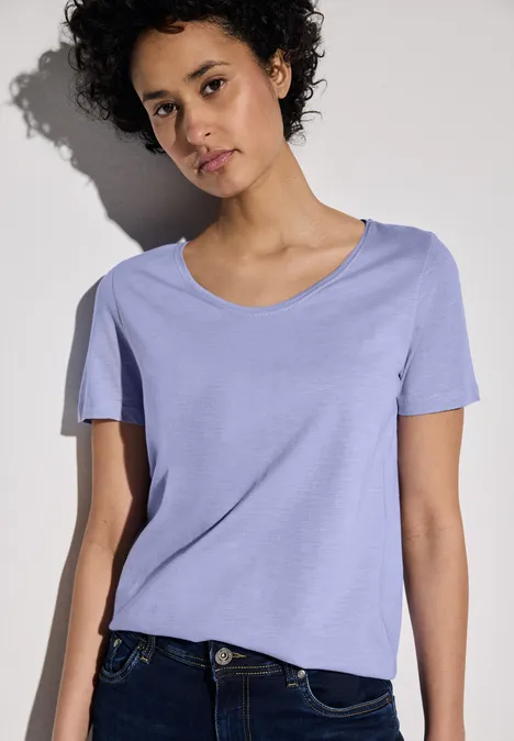 Basic T-Shirt in Unifarbe viola lilac