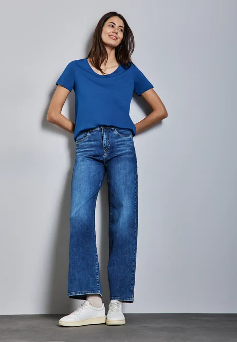 T-shirt met V-hals dodger blue