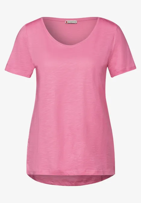 Basic T-Shirt in Unifarbe sunset pink